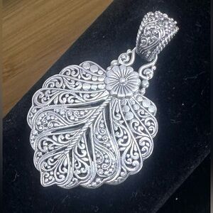 SARDA Artisan Collection Bali Sterling Silver Filigree Flower Leaf Pendant; NEW